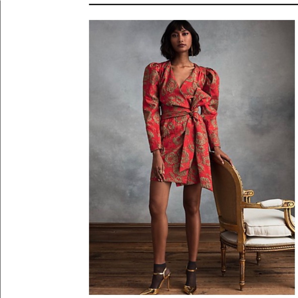 Cocktails dress New York and Co orange and gold